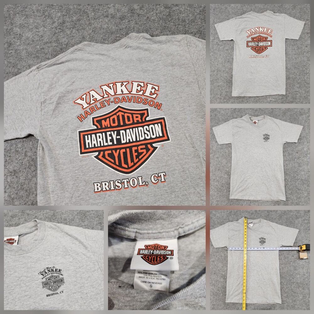 VTG Y2K Harley Davidson Motorcycles Mens Small Yankee Bristol CT Graphic T Shirt